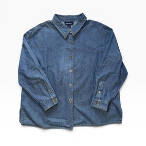 Vintage Denim & Co. Button-Up Denim Shirt Women's 1X Western Americana 90s Top